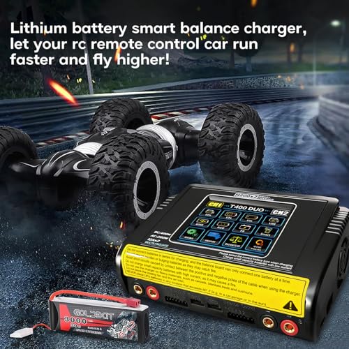 Dual Channel RC Lipo Battery Charger with Touchscreen LCD – 200W AC/400W DC, 12A×2 Fast Charging, Smart Balance Charger for LiPo/LiHV/Life/Pb/NiCd/NiMH/Smart Batteries (1S-6S)