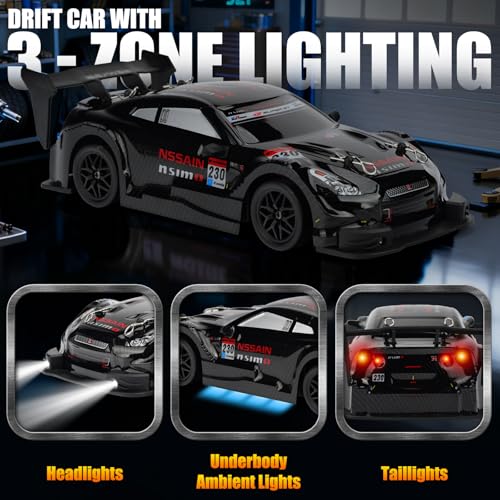 RC Drift Car, 1:24 Scale Remote Control Drift Cars | 2.4GHz 4WD Drifting Cars, 30km/h High-Speed RC Race Car Vehicle, Racing Sport Toy Ideal Gift for Boys Girls Kids - color: Black