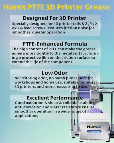 3D Printer PTFE Grease 1.76 oz Silicone Lubricant Printing Linear Rail Lead Screw X Y Z Axis CNC Gear Paste Multipurpose Maintenance Accessories for En der 3 5 V3 SE Office Home Equipment