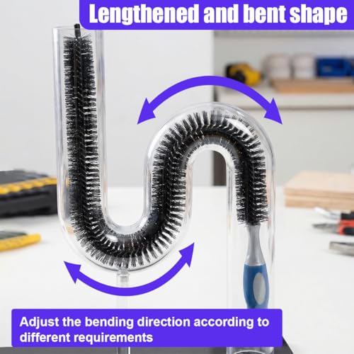 Car Engine Cleaning Brush with Long Handle, Flexible Hard Bristle Auto Detailing Brushes Kit with Hanging Hole, Bendable Car Wash Brush for Radiator Dryer Vent/Refrigerator Coil (1PC) - size: 1PC