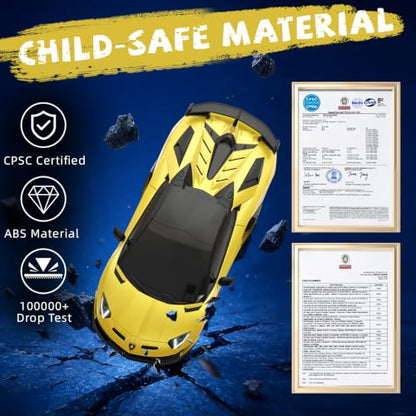 AEROQUEST Lamborghini Remote Control Car, 1:24 Scale Electric Sport Racing Hobby Toy Car Lamborghini Model Vehicle for Boys Girls Birthday Gifts, Yellow | Officially Licensed,Birthday Gift,Toys for ages 3-8,Aventador SVJ Mode,Electric Sport Racing,Hobby R