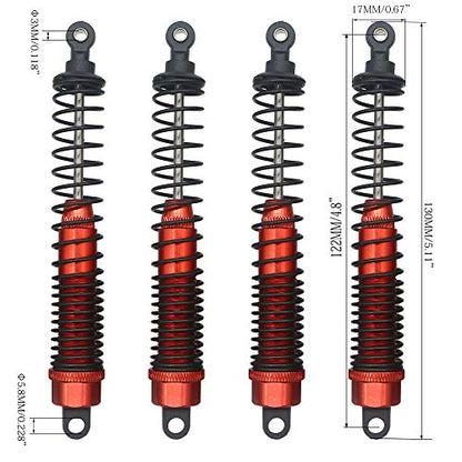 Shock Absorber Damper 130mm Oil Adjustable Alloy Aluminum for RC Car 1/10 Crawler Truck Upgraded Hop-Up Parts HPI HSP Traxxas Losi Axial Tamiya Redcat Himoto Losi(Green) - color: Red