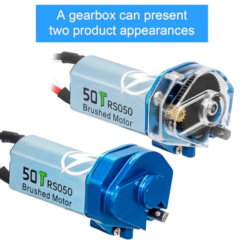 050 50T Brushed Motor with Transparent Acrylic Aluminum Alloy Transmission Gearbox for 1/24 RC Crawler SCX24 AX24 Upgrade (Blue) - color: Blue&Black