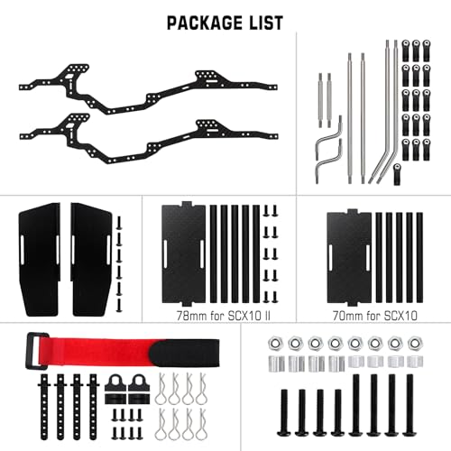 INJORA RC Chassis Kit Frame Girder LCG Carbon Fiber for 1/10 RC Crawler Axial SCX10 SCX10 II 90046 90047 Upgrade Parts
