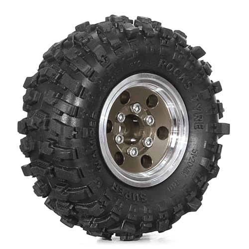 REDSPIDER 1.0 Beadlock Wheels and Tires（4pcs）1.0 Crawler Tires 51*20mm 1.0 Wheel color and style are optional 1/18 1/24 RC Crawler Tires for SCX24 TRX4M FMS FCX24 FCX18 AX24 ﻿ (Brown（circular hole）) - color: Brown（circular Hole）