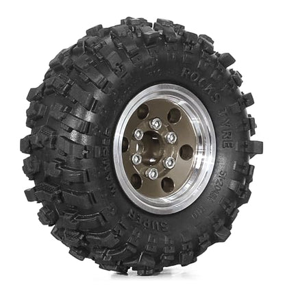REDSPIDER 1.0 Beadlock Wheels and Tires（4pcs）1.0 Crawler Tires 51*20mm 1.0 Wheel color and style are optional 1/18 1/24 RC Crawler Tires for SCX24 TRX4M FMS FCX24 FCX18 AX24 ﻿ (Brown（circular hole）) - color: Brown（circular Hole）