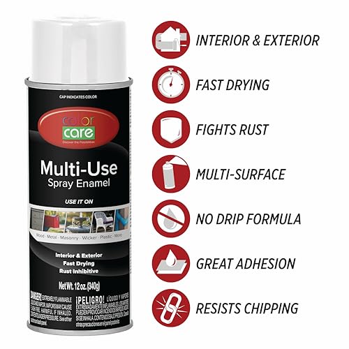 Spray Paint, 12 oz, 4-Pack (Gloss White) – All-Purpose, Indoor & Outdoor, Rust Resistant, for Wood, Metal, Plastic & Masonry - color: Gloss White