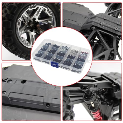 520pcs Universal RC Screw Kit Screws Assortment Set for Traxxas Arrma Redcat HPI Axial SCX10 Losi 1/8 1/10 1/12 1/16 Scale RC Cars Screws Set Trucks Crawler Parts