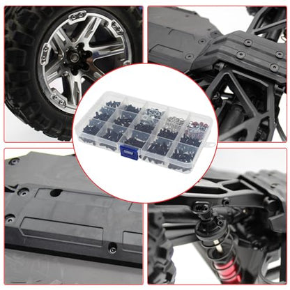 520pcs Universal RC Screw Kit Screws Assortment Set for Traxxas Arrma Redcat HPI Axial SCX10 Losi 1/8 1/10 1/12 1/16 Scale RC Cars Screws Set Trucks Crawler Parts