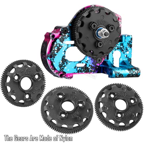 Aluminum Transmission Gearbox w/Gear Upgrades Part for 1/10 Slash 2WD (VXL),Rustler 2WD (VXL),Stampede 2WD (VXL),Bandit 2WD (VXL),Colorful - color: Colorful - (Upgrades)