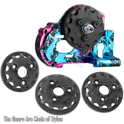 Aluminum Transmission Gearbox w/Gear Upgrades Part for 1/10 Slash 2WD (VXL),Rustler 2WD (VXL),Stampede 2WD (VXL),Bandit 2WD (VXL),Colorful - color: Colorful - (Upgrades)
