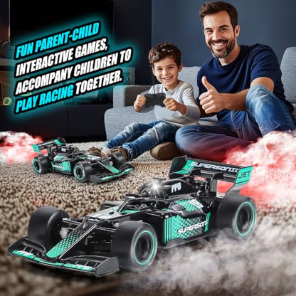 RC F1 Racing Car, 1:16 Scale Remote Control Car with Spray Feature, LED Lights, 2.4GHz, for Kids Ages 6+