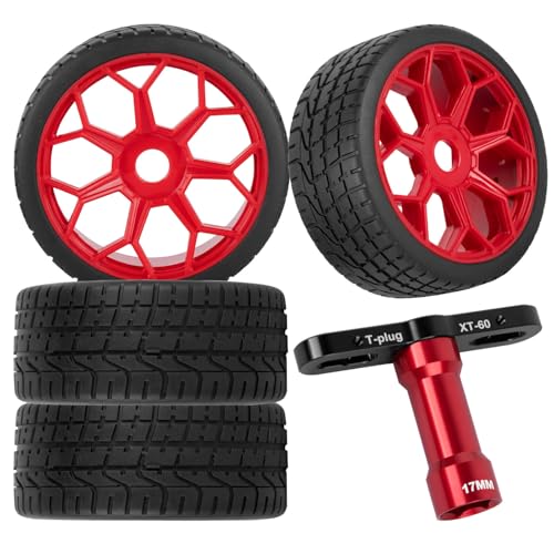 RC Wheels Tires for 1/8 Typhon 6S BLX,1/7 Infraction 6S BLX,Limitless,RC Highway Tires Wheels Soft Tires Truck Tire Highway Tires,Red - color: Red - (Rc Wheels Tires)