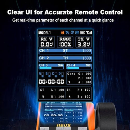 MEUS RACING ME-8A RC Transmitter 8 Channels 2.4GHz and Receiver with Coach Mode for 1/8 1/10 1/18 1/24 RC Crawler Car Boat TRX4 TRX4M SCX10 SCX24 Upgrades Parts (Orange) - color: Orange