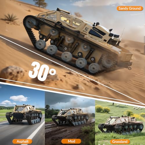 RC Tank, 1:16 Remote Control Truck for Beginners & Adults | Off-Road RC Trucks, 4WD Crawler, 360° Rotating Drifting, 2 Batteries - color: Yellow, size: 1:16
