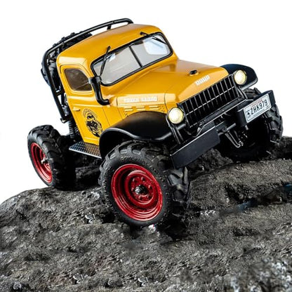 FMS FCX24S Power Wagon S 1/24 RC Crawler, Brushed 4x4 RTR Rock Crawler with Portal axle, 2-Speed Transmission, PC Hard Body – RC Car for Adults and Gift - color: Yellow