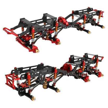 LCG 6x6 8×8 Carbon Fiber Chassis Frame with Metal Axles for 1/24 RC Crawler Car Axial SCX24 Refit Kit (8x8 red) - color: 8x8 Red
