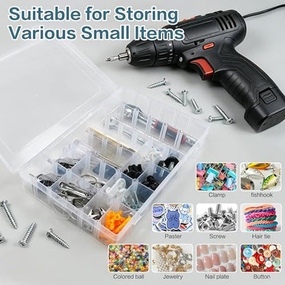 DILIBRA 2 Pack 36 Grids Large Plastic Organizer Box with Adjustable Divider | Clear Craft Organizers Bead Organizers with Label Stickers, Compartment Container for Beads Crafts Jewelry Fishing Tackles - size: 2 Pack 72 Grids
