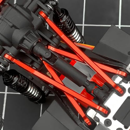 8Pcs High Clearance Chassis Linkage Kit for 1/18 Redcat Ascent | Aluminum Steering Link Set,RC Upgrade Parts - style: Red