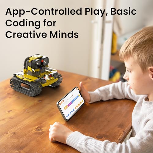 Sillbird Robot Building Kit with Remote Control STEM Gift for Boys Age 8-14 | Coding Robotic Toy, Birthday Presents for Kids, App-Controlled, Buildable 5in1 Models, LED Eyes & Sounds, 473 Pieces - color: Yellow