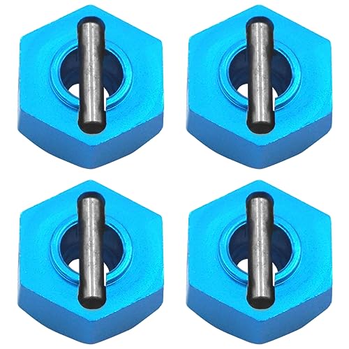 4PCS Vgoohobby Aluminum 12mm Wheel Hex Hubs Mount Adapter with 2x10 mm Pins Compatible with 1/10 RC Car Truck Truggy Buggy,Blue