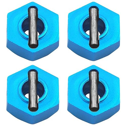 4PCS Vgoohobby Aluminum 12mm Wheel Hex Hubs Mount Adapter with 2x10 mm Pins Compatible with 1/10 RC Car Truck Truggy Buggy,Blue