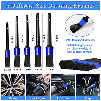 TTRCB 27Pcs Car Detailing Kit, Car Cleaning Kit, Car Detailing Brush Set, Drill Brush Set, Car Detailing Brushes, Car Wash Kit, Car Accessories, Car Cleaning Supplies for Interior, Exterior, Wheels - size: 27PCS-Blue