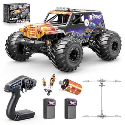 1/14 Brushless RC Cars for Adults, Max 42mph Oil Shock Absorber Electric 4WD High-Speed Off-Road RC Car, Remote Control Car for Adults RC Truck with Two 3S LiPo Batteries 1200 mAh - color: Purple
