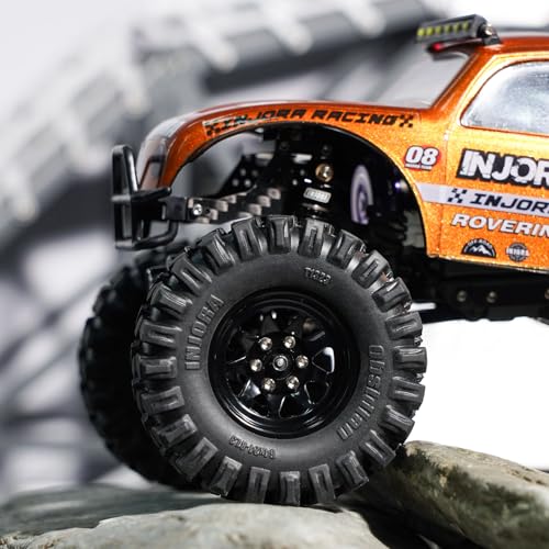 INJORA -4.05mm Offset Stamped Steel 1.3" Wheels for 1/24 1/18 RC (Black) - color: Black