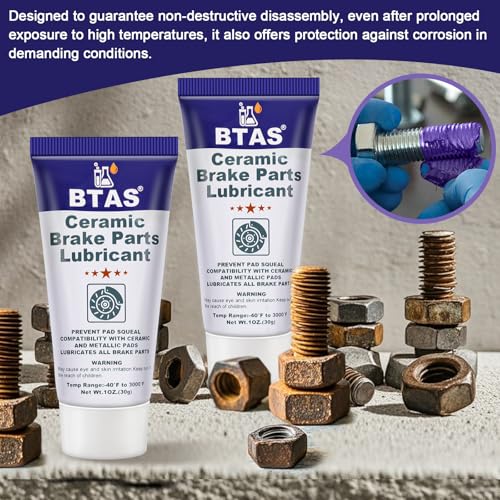 BTAS Brake Caliper Grease for Disc Brake Lubricant,Caliper Pin Pad Lube,High Temp Silicone Synthetic Ceramic Assembly Grease 1oz 2 Pcs - size: 2 oz