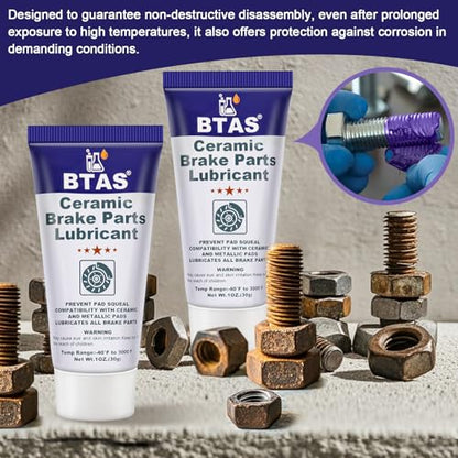 BTAS Brake Caliper Grease for Disc Brake Lubricant,Caliper Pin Pad Lube,High Temp Silicone Synthetic Ceramic Assembly Grease 1oz 2 Pcs - size: 2 oz
