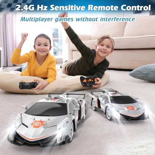 Growsland Remote Control Car RC Cars Xmas Gifts Toys for Kids 1/18 Electric Sport Racing Hobby Rc Crawler Toy Car Model Vehicle for Boys Girls Included Rechargable Batteries - color: Silver