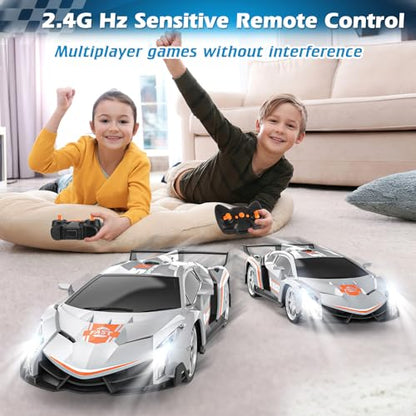 Growsland Remote Control Car RC Cars Xmas Gifts Toys for Kids 1/18 Electric Sport Racing Hobby Rc Crawler Toy Car Model Vehicle for Boys Girls Included Rechargable Batteries - color: Silver