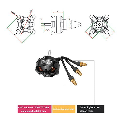 Goolsky Surpass High Performance 2204 1400KV 14 Poles Brushless Motor for RC Airplane Fixed-Wing