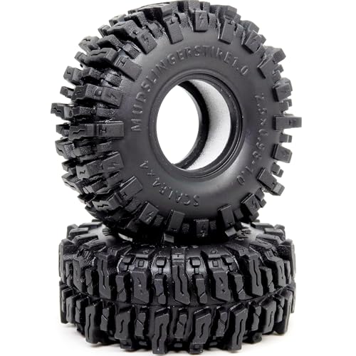 HOBBYSOUL 2pcs 1.0 Tires 64 * 25mm Soft Sticky Mud Slingers Tyres For RC Crawler 1/24 AX24 SCX24 FCX24 1/18 TRX4M Upgrades