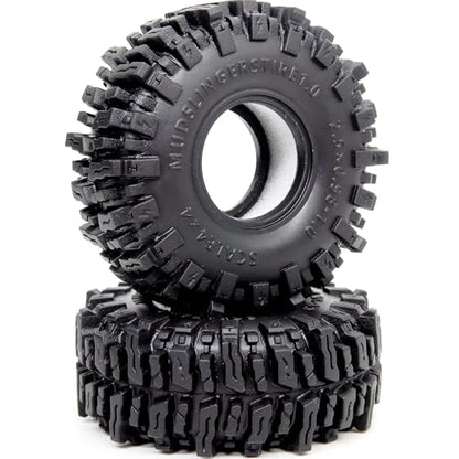 HOBBYSOUL 2pcs 1.0 Tires 64 * 25mm Soft Sticky Mud Slingers Tyres For RC Crawler 1/24 AX24 SCX24 FCX24 1/18 TRX4M Upgrades