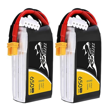 TATTU 650mAh 4S1P 75C 14.8V Lipo Battery with XT30 Plug(2 Pcs) - size: 2 Pcs