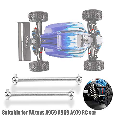 SUNGOOYUE RC Car Drive Shafts, Metal Replacement Dog Bone Axles for A959 A969 A979 | 5cm Zinc Alloy RC Accessories (2-Pack) for Off-Road Racing