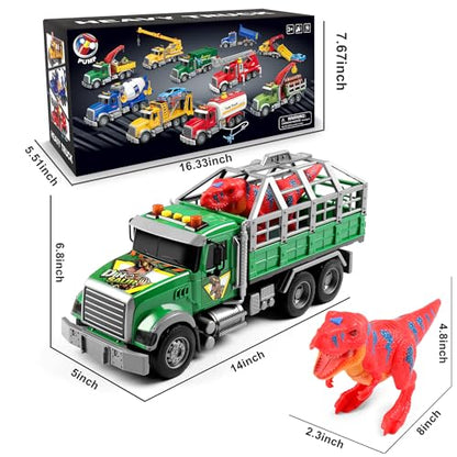 Dwi Dowellin Toy Truck Transport Cars Carrier with Dinosaur for Kids Toddlers,Birthday Gifts for Boy Toddler Child 3 4 5 6 Years Old - style: dinosaur truck
