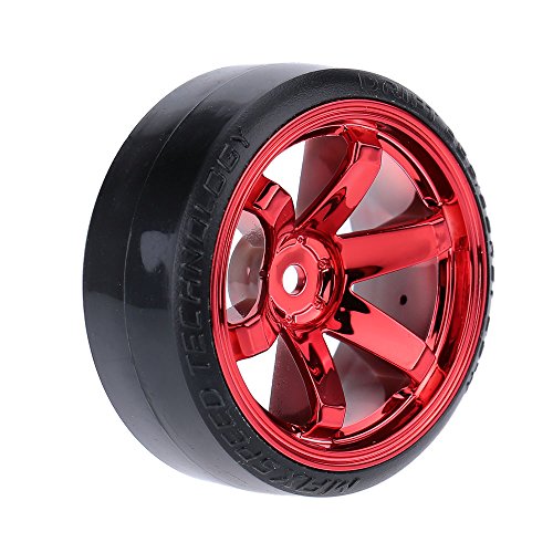 GoolRC 4PCS/Set 1/10 Drift Car Tires Hard Tyre Replacement for Traxxas HSP Tamiya HPI Kyosho On-Road Drifting Car (Red) - color: Red