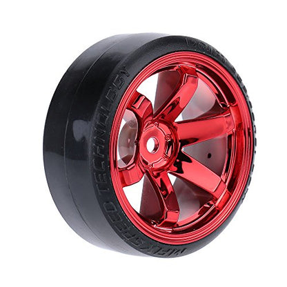 GoolRC 4PCS/Set 1/10 Drift Car Tires Hard Tyre Replacement for Traxxas HSP Tamiya HPI Kyosho On-Road Drifting Car (Red) - color: Red