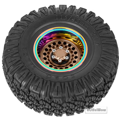 RC 1.9 Beadlock Wheels and Tires Rainbow Wheels for 1/10 SCX10 90046 AXI03007 TRX4 VS4-10 Gen8 MST CFX,Alloy Aluminium 1.9 rc Wheels 1.9 rc Beadlock Tires,Bronze