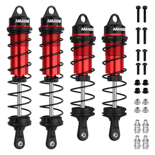 RC Car Shock Absorbers, 130mm Rear Shocks 110mm Front Shocks Set | Adjustable Shocks Compatible with 1/8 Arrma Typhoon 6S Redcat FS/ZD Racing Buggy Truggy Replacement Parts (Red Black) - color: Black red (2F+2R)