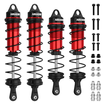 RC Car Shock Absorbers, 130mm Rear Shocks 110mm Front Shocks Set | Adjustable Shocks Compatible with 1/8 Arrma Typhoon 6S Redcat FS/ZD Racing Buggy Truggy Replacement Parts (Red Black) - color: Black red (2F+2R)