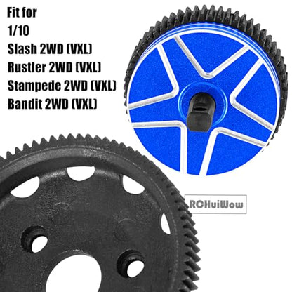 RC Gears Upgrades Part for 1/10 Slash/Stampede/Bandit/Rustler 2WD VXL,Diff Transmission Gear &48P 76T w/25T 27T Pinions &Pressure Plate &Slipper Clutch &Slipper Rebuild Kit Hops Up,Navy Blue - color: Navy Blue(1set)