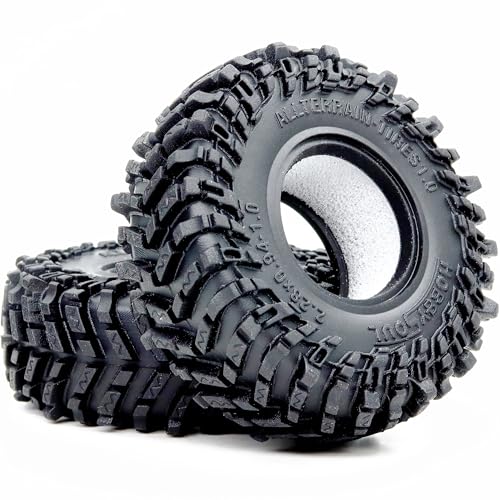 1.0 Tires 58mm All Terrain Crawler tire 4-Pack Fit TRX4M SCX24 | Super soft sticky mud terrain 1.0'' tyre,premium upgrade replacement parts For 1/18 & 1/24 RC crawlers Trucks - style: 1.0 All Terrain Tires-58mm Tall