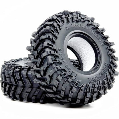 1.0 Tires 58mm All Terrain Crawler tire 4-Pack Fit TRX4M SCX24 | Super soft sticky mud terrain 1.0'' tyre,premium upgrade replacement parts For 1/18 & 1/24 RC crawlers Trucks - style: 1.0 All Terrain Tires-58mm Tall
