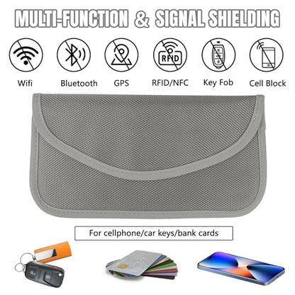 2PCS Faraday Bag for Phones and Car Keys, Keyless Entry RFID Signal Blocking Bag Key Fob Protector, Anti-Theft Faraday Pouch for Cell Phone Privacy Protection, Signal Shielding (Silver) - color: Silver