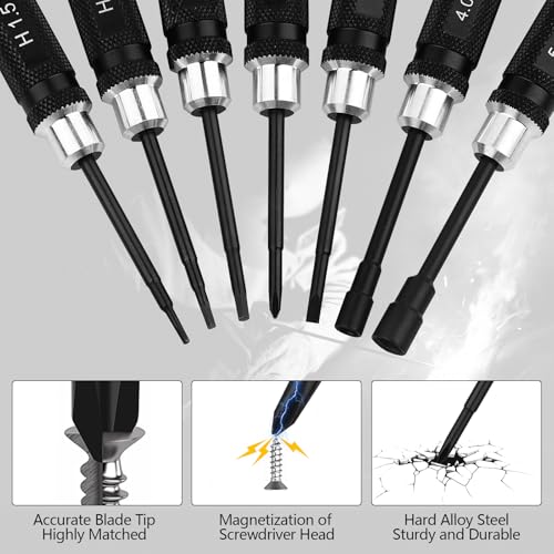 RC Tool Kit Hex Screwdriver 1.5/2.0/2.5/4.0BOX/5.5BOX,Phillips/Slotted | 7PCS Screwdriver Compatible with 1/10 1/18 1/24 Traxxas SCX24 ARRMA RC Truck Car Tools