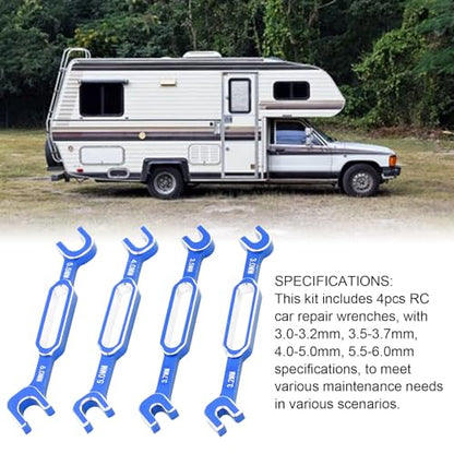 4PCS RC Car Wrenches, Aluminum Alloy Turnbuckle Nut Ball Joint Remover with 6.0mm Specifications, for RC Crawler Car Drift RV Repair and Maintenance (Blue) - color: Blue